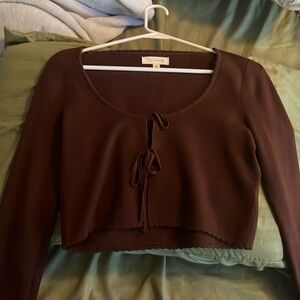 brown crop top cover up